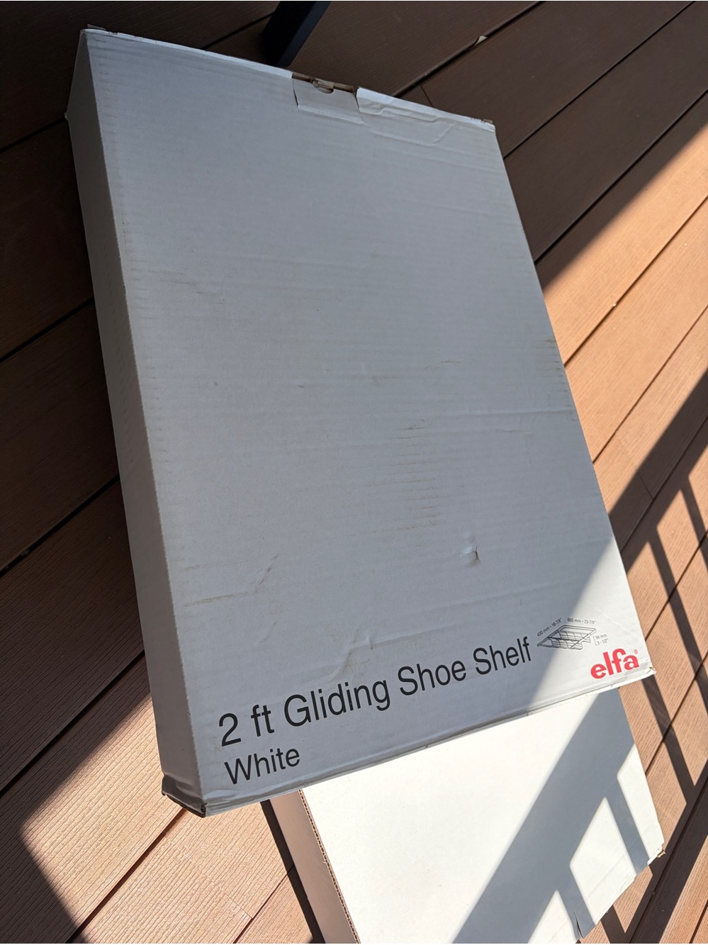 Elfa 2 Foot Gliding Shoe Shelf White
